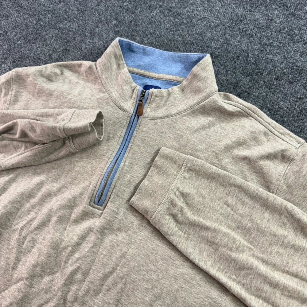 johnnie-O Quarter Zip Pullover Sweater XL Tan Beige Lyocell Blend Mens Golf Top